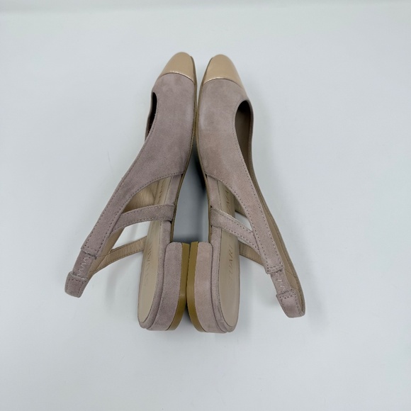 New Stuart Weitzman Sleek Slingback Flat Suede Crushed Metallic Sz 6 - Picture 10 of 11